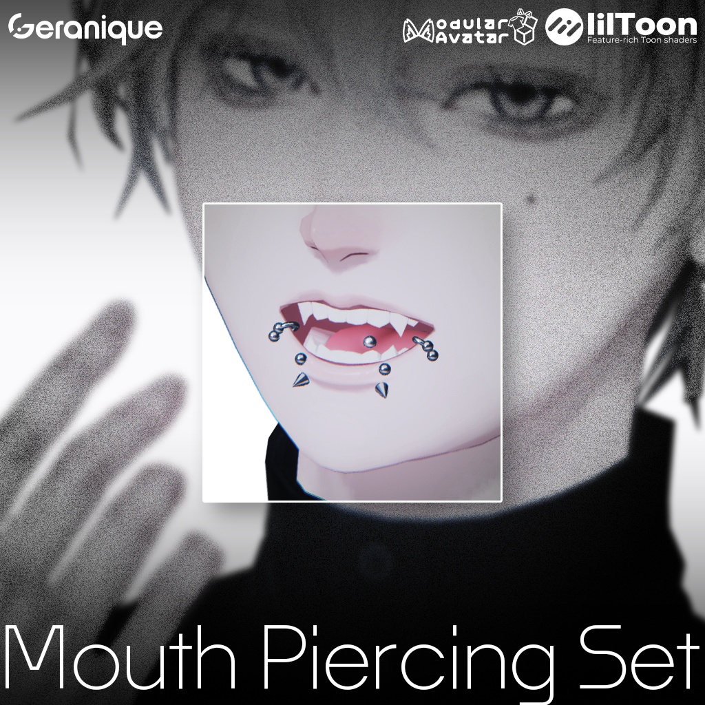 5アバター専用【Mouth Piercing Set】VRChat向け3Dアクセサリー image
