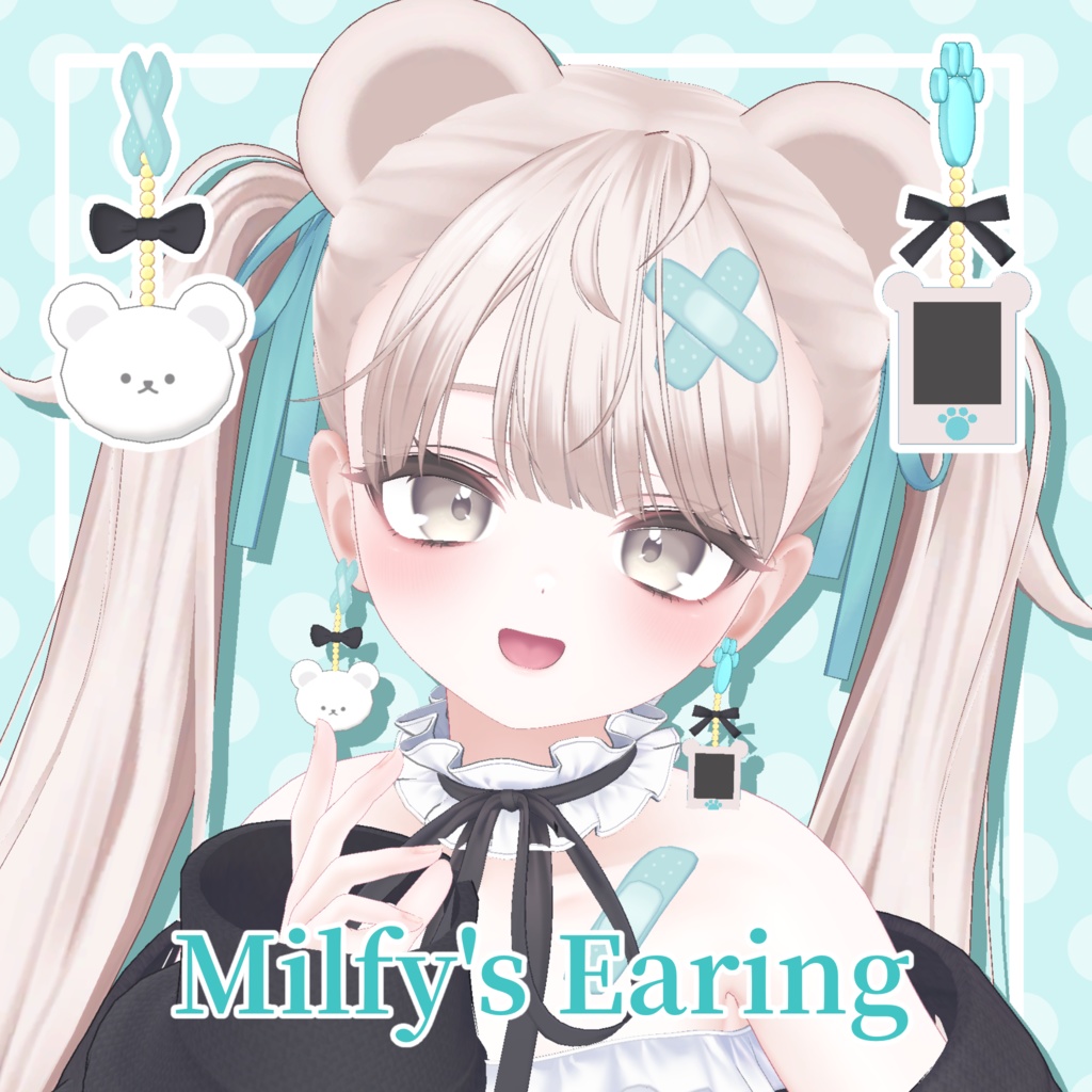 🐻Milfy🐻モチーフイヤリング【MA対応】 #arupaka_VRC #Milfy3D image