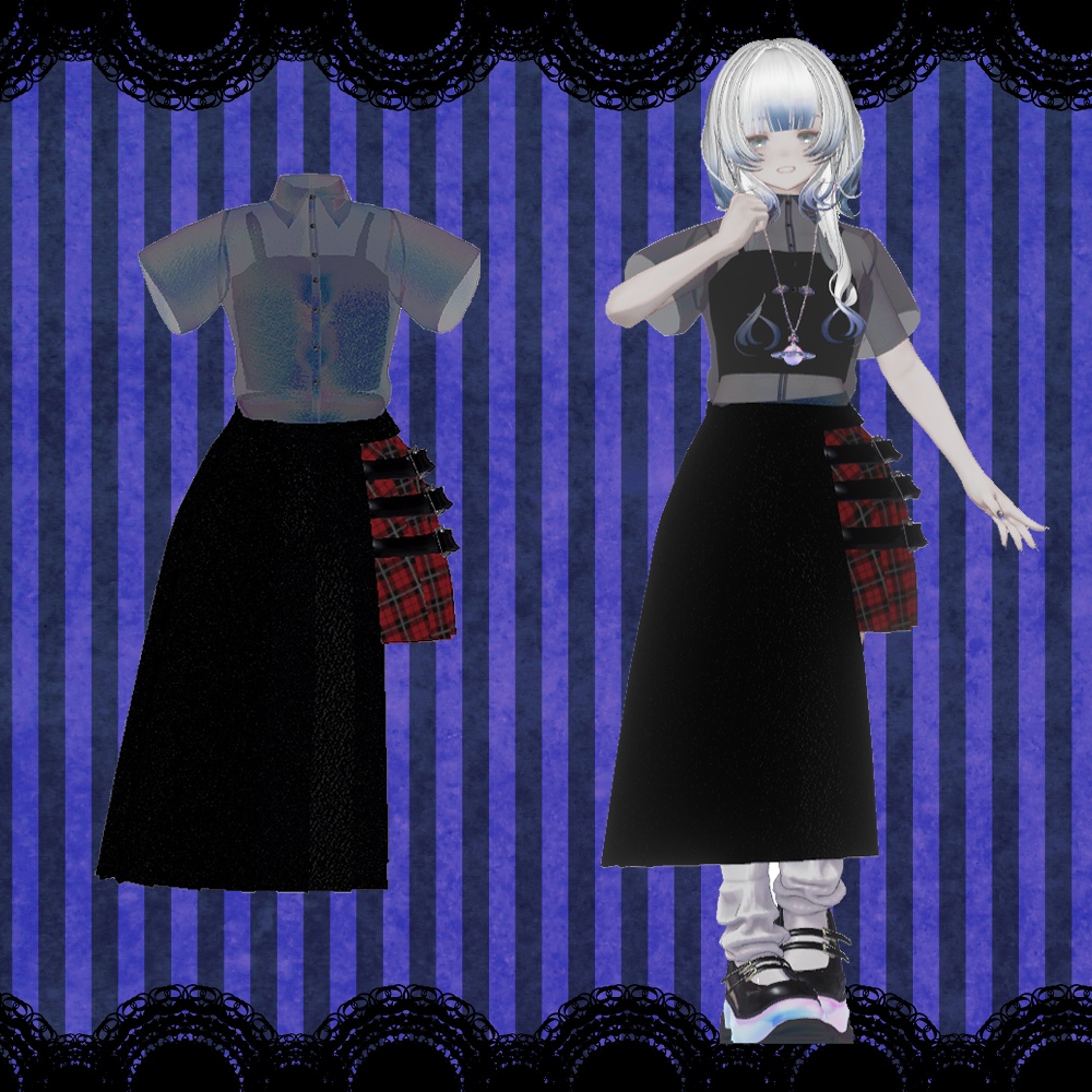 [Marycia] Asymmetrical Skirt Set image