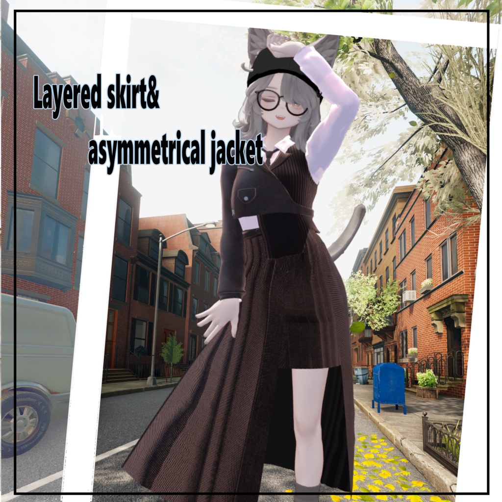 Layered skirt& asymmetrical jacket image