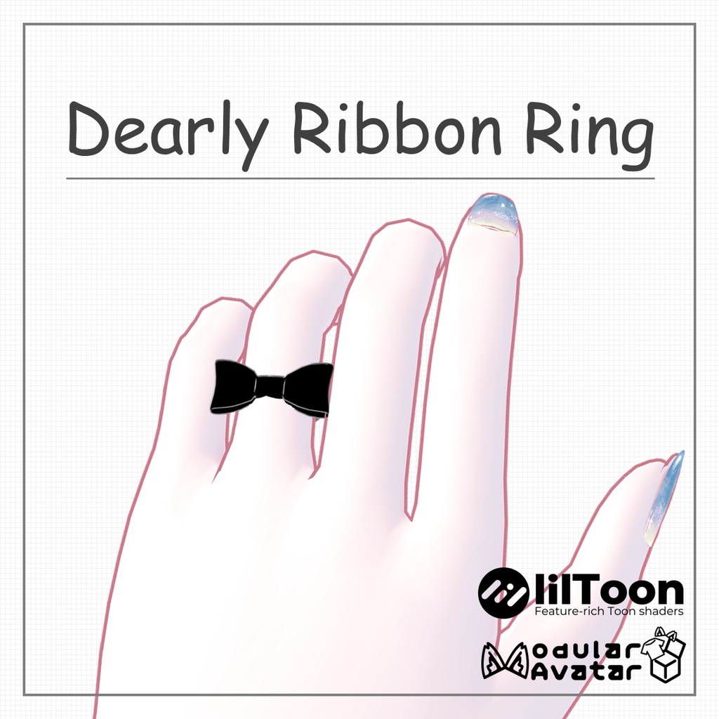 【10アバター対応】Dearly Ribbon Ring【VRChat想定】 image