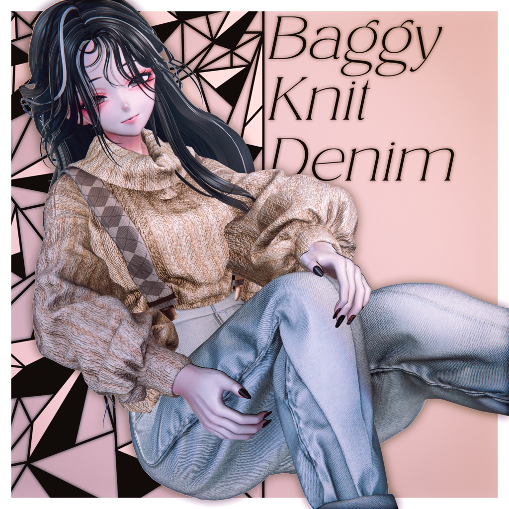 【2アバター対応】 Baggy knit denim image