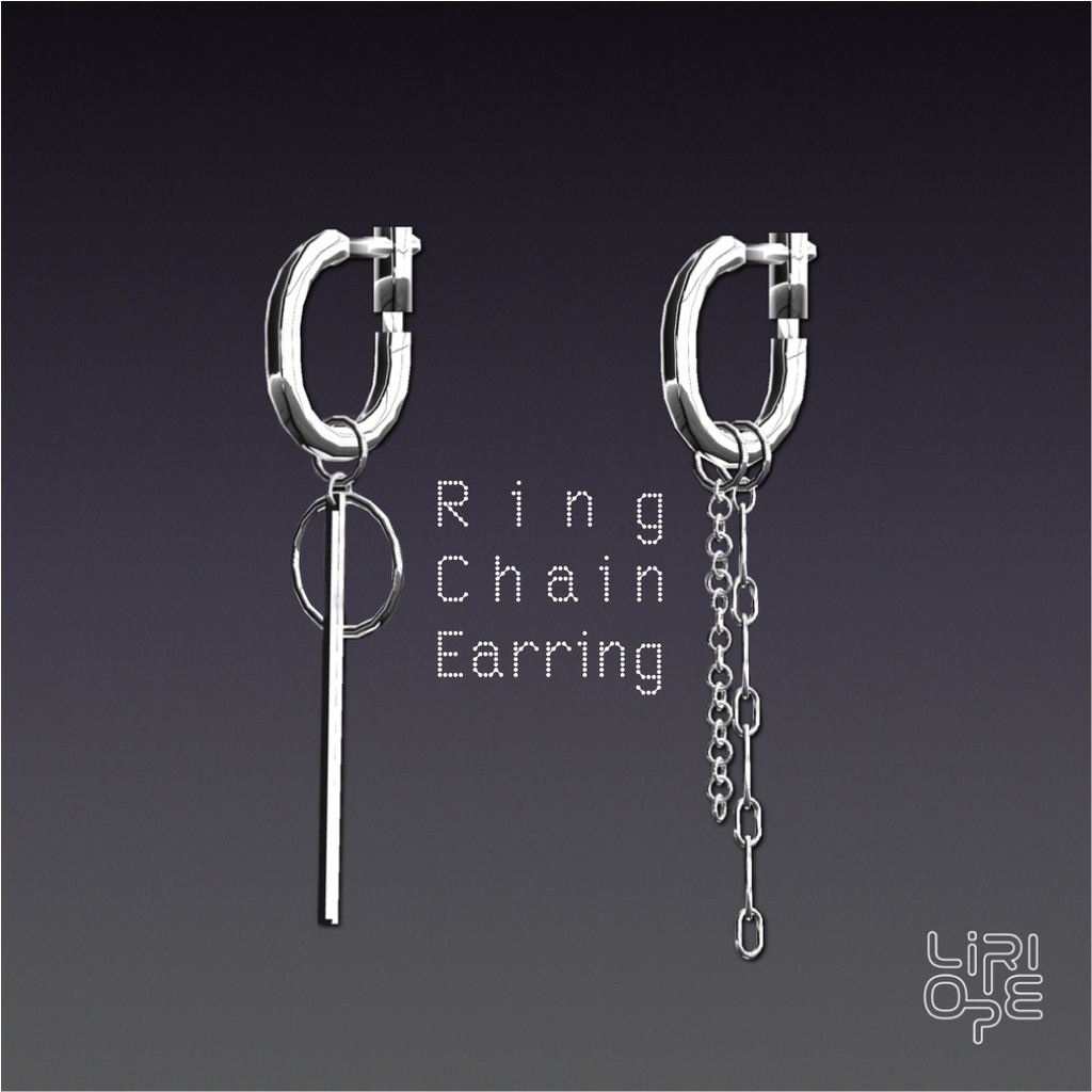 【 VRCアクセサリー 】RingChainEarring【 for VRChat 】 image