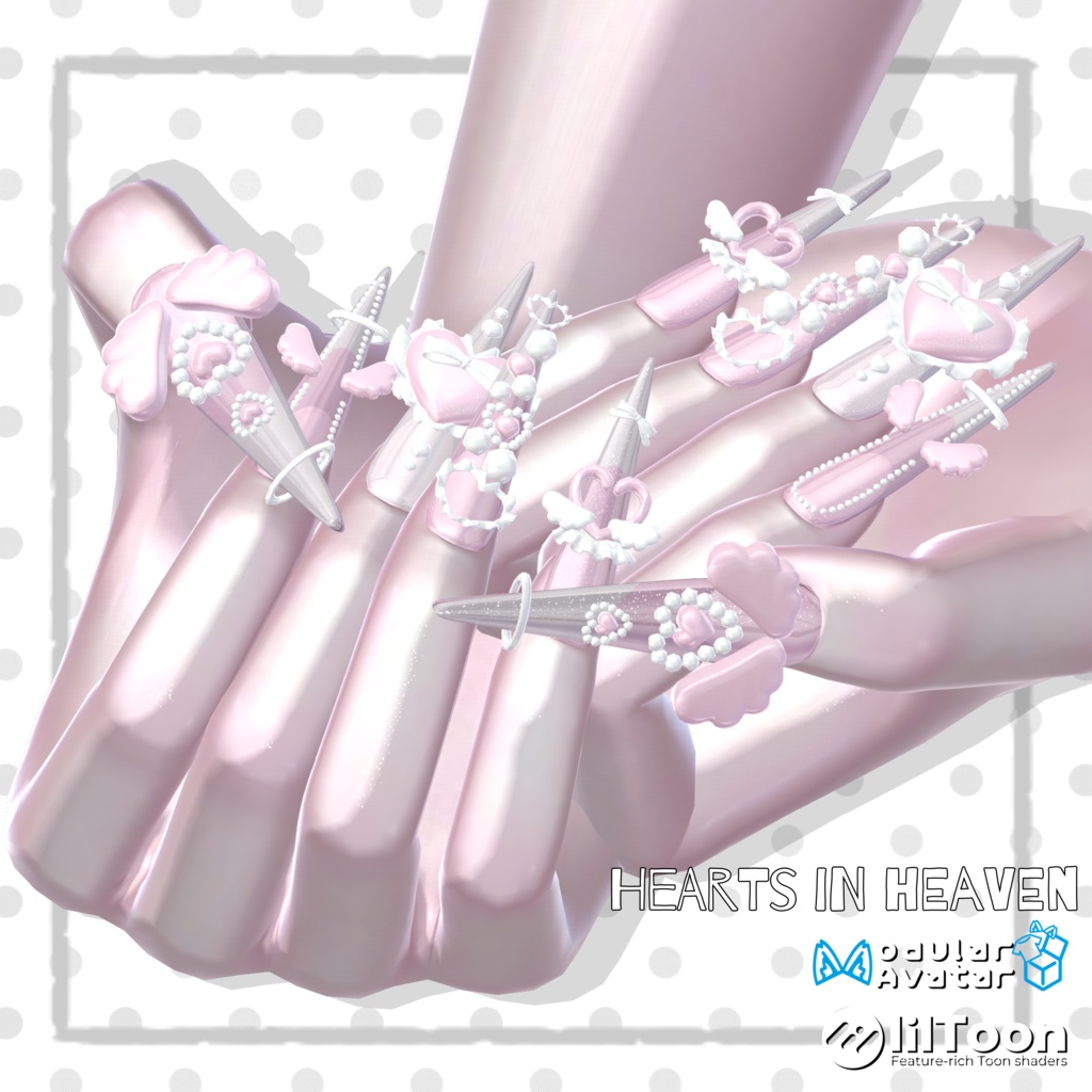 13 Avatar Compatible  E e Hearts in Heaven Long Nail image