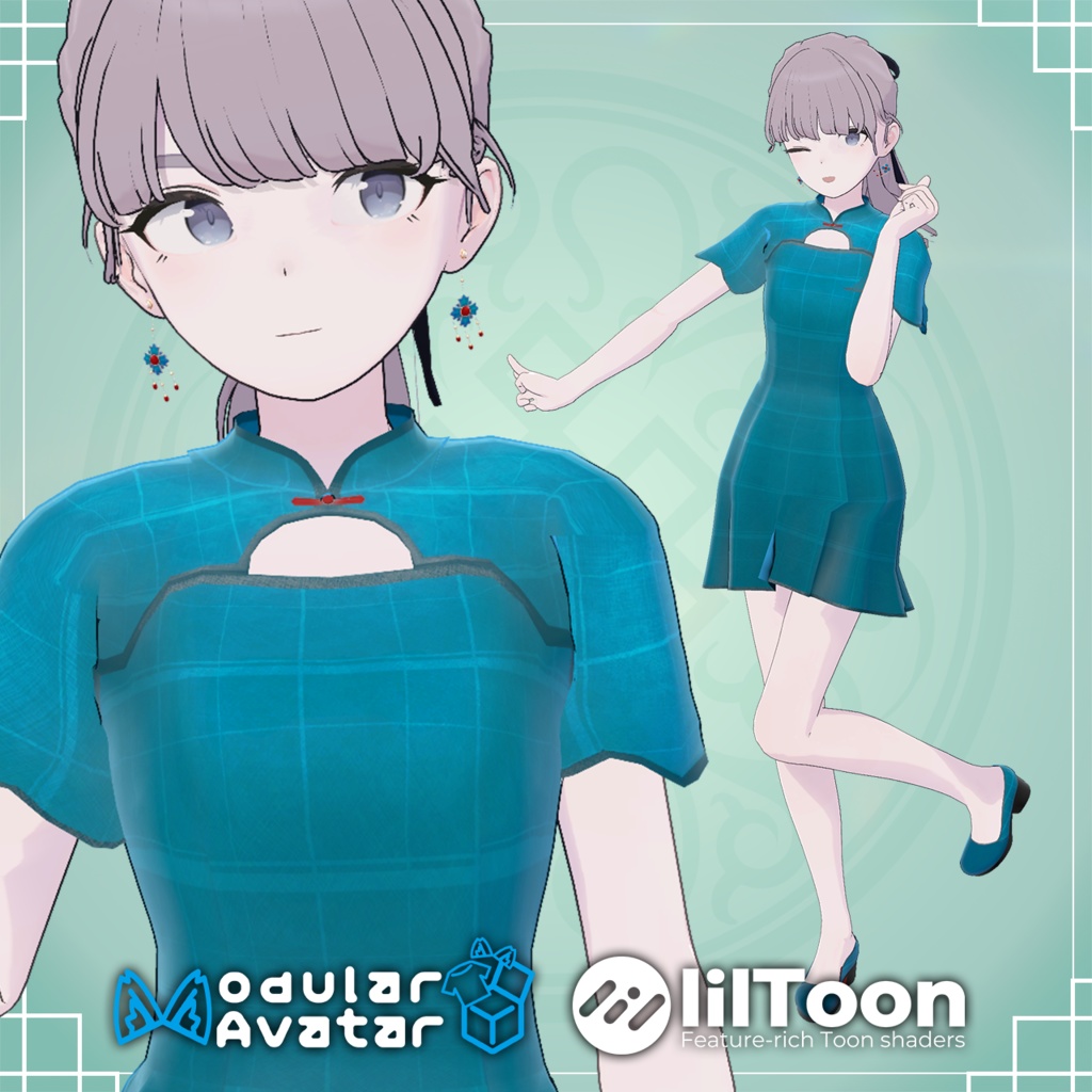 Chinese Dress - Butterfly and Evening Moon [With Heels] image