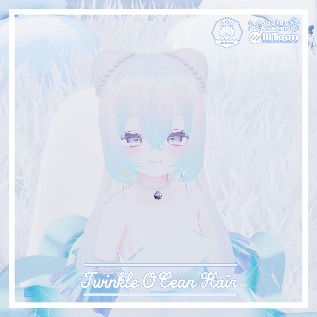 VRC Compatible Twinkle Ocean Hair Asset Multi-Avatar Supported image