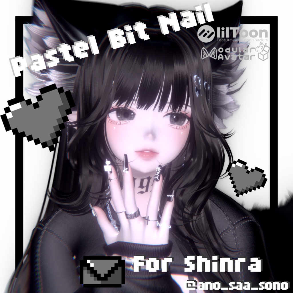 ┆6アバター対応┆MA対応┆🤍◌⪩⪨---Pastel Bit Nail---⪩⪨◌🤍 image