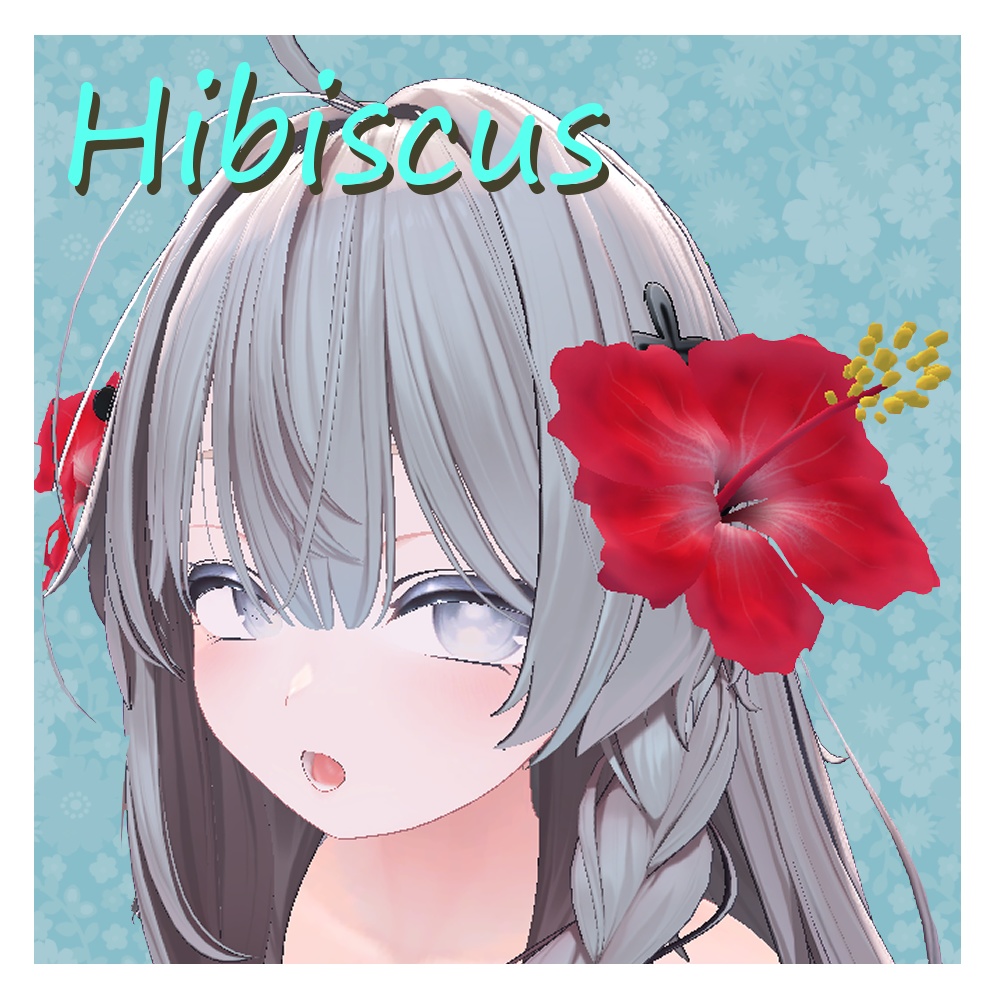 【VRChat想定】南国風ハイビスカスアクセサリー（髪飾り） image