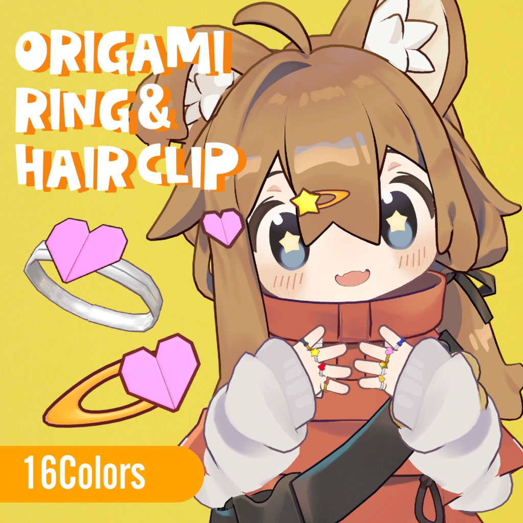 【5アバター対応】OrigamiRing＆HairClip【MA想定】 image