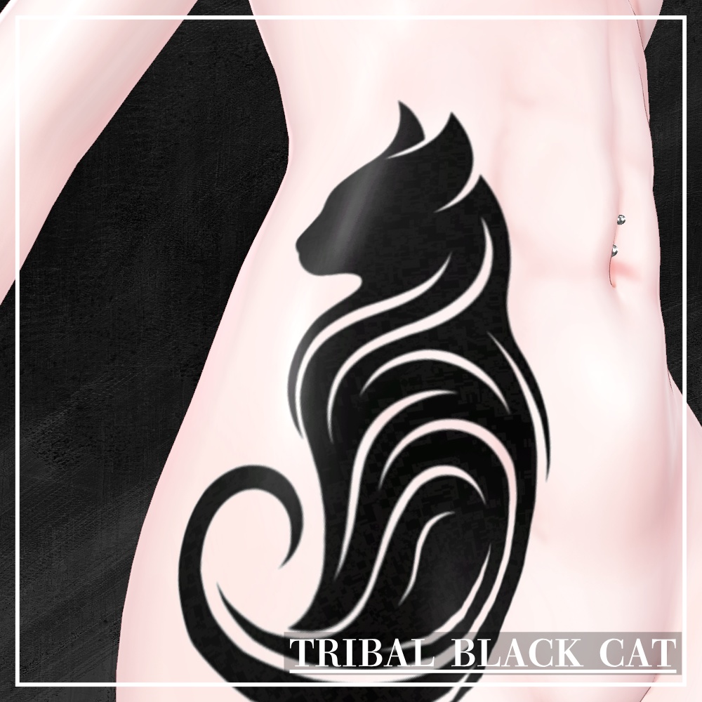 【Free】Tribal Black Cat Tattoo【VRChat】 image