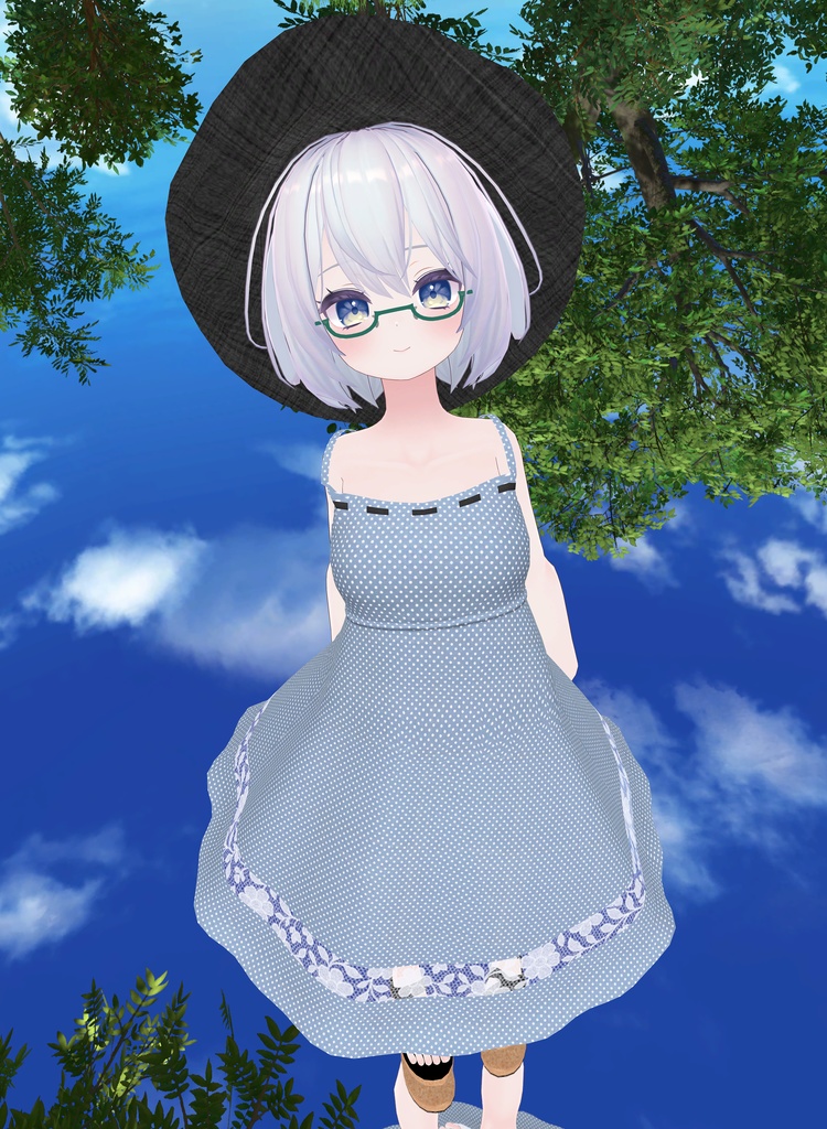 【めいゆん他４アバター対応】シンプルなワンピースとオフショルダートップスのお洋服セット image