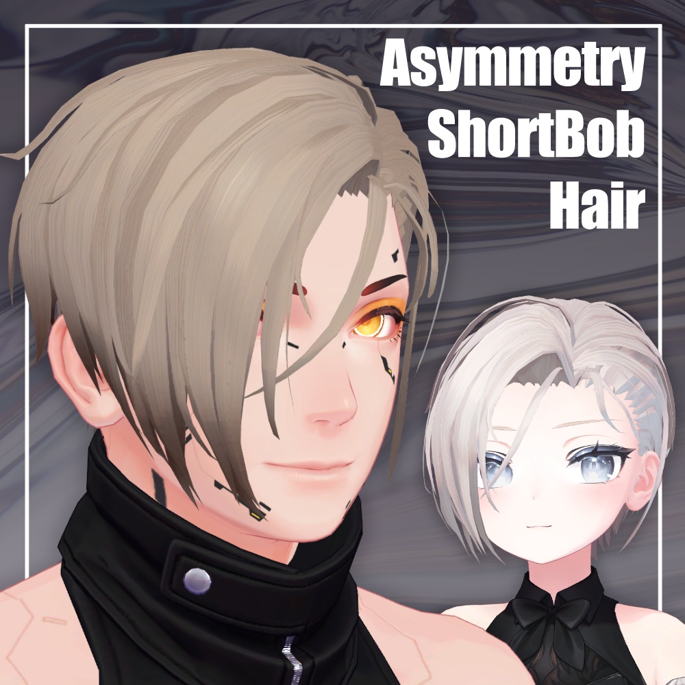 Asymmetry Short Bob Hair #Crowatu Shop image