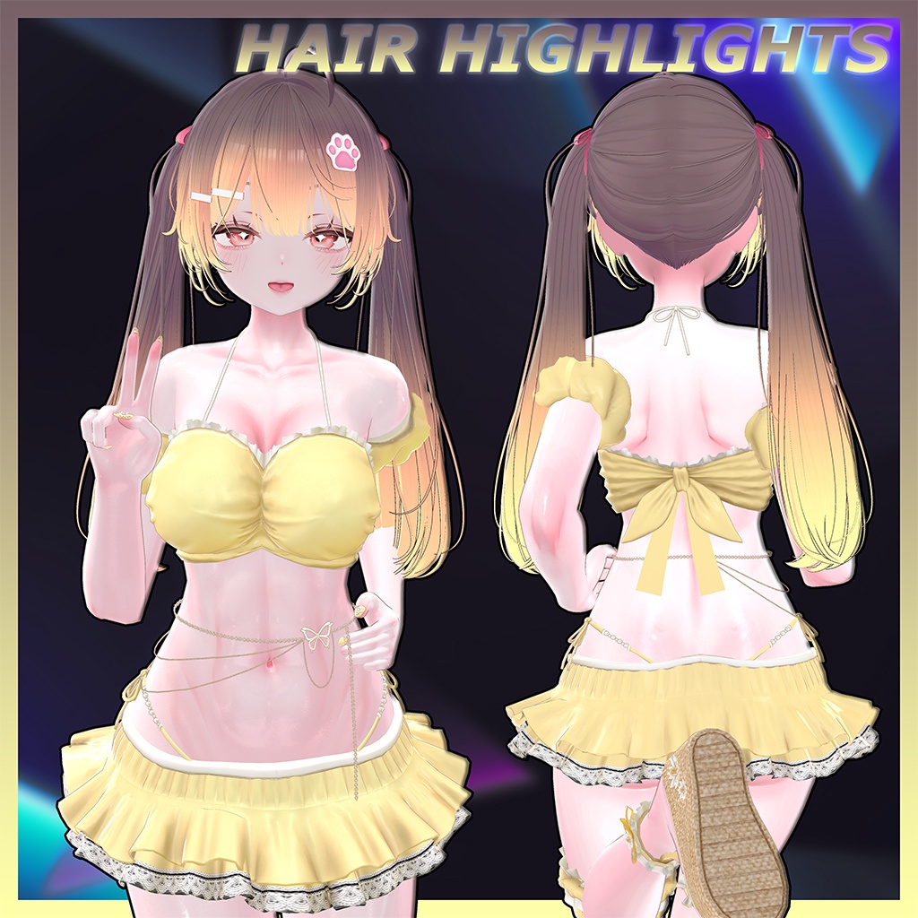 Cute Twin-Tail Hair Highlights Texture image