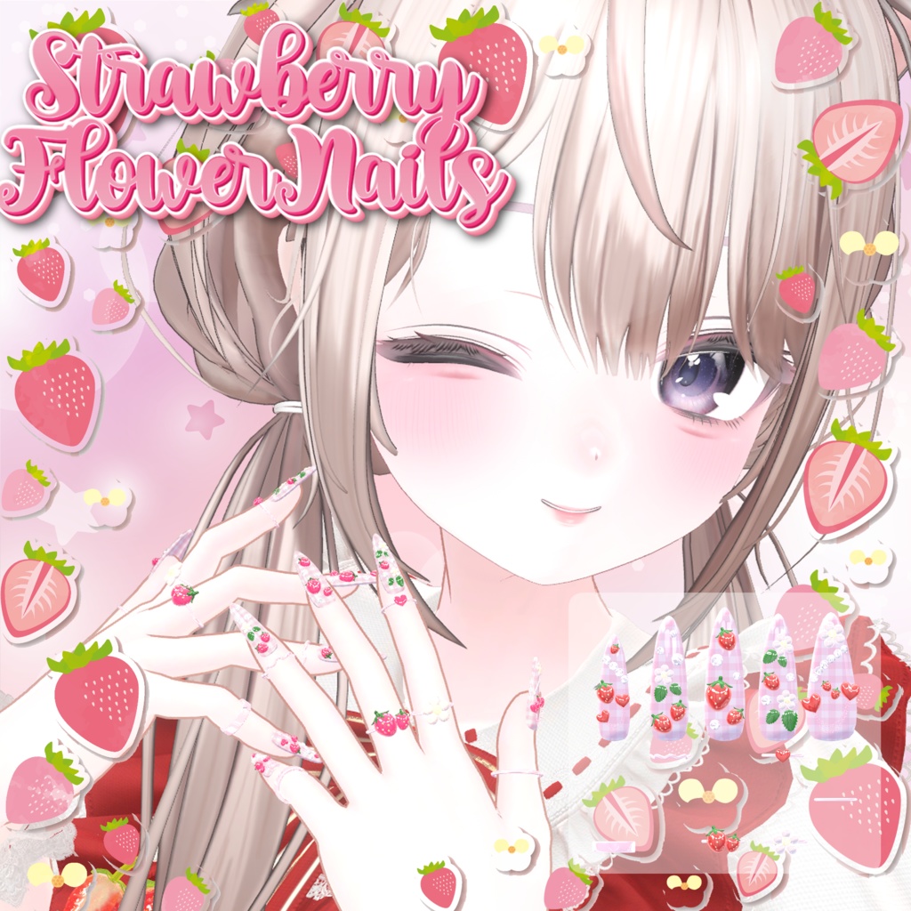 【23アバター対応】StrawberryFlowerNails【MA対応】 image