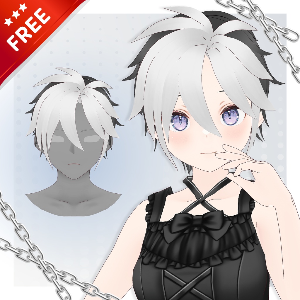 【FREE/ 無料】[VRoid] Short Hair / 髪型　男女兼用　ショートヘア image