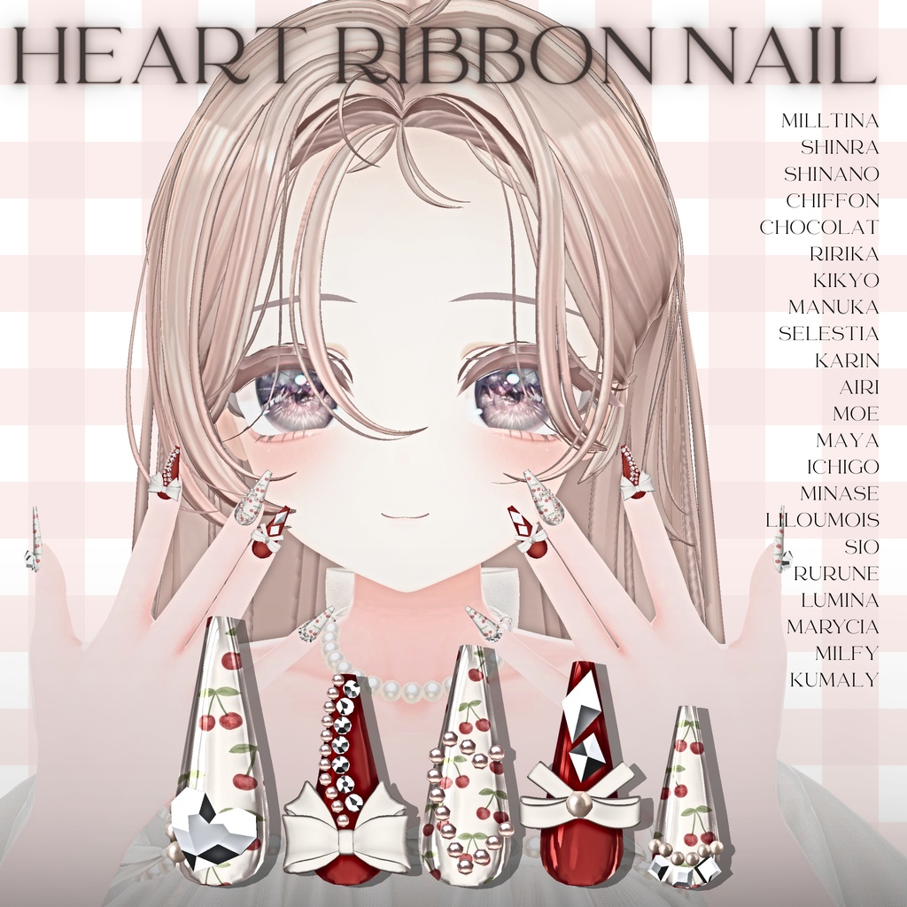 22 Avatar Compatible  Heart Ribbon Nail image