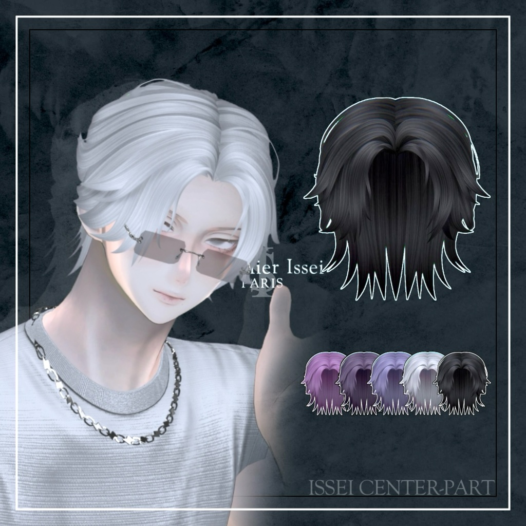 6 Avatar CompatibleCENTER-PART-VRCHAT Compatible 3D Hairstyle- image