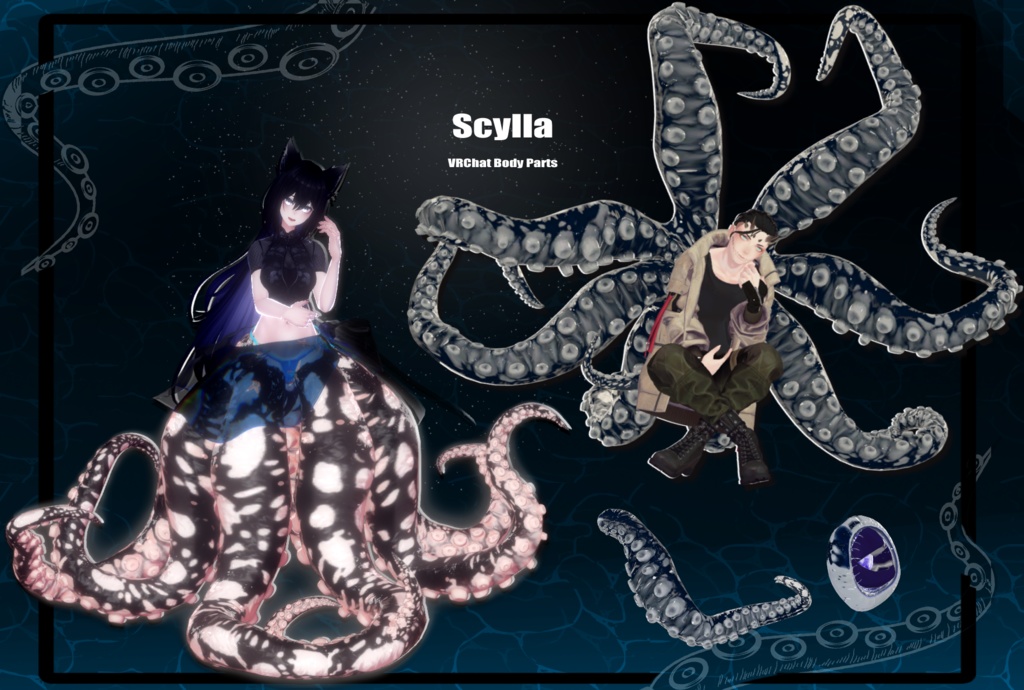 "Scylla Parts Spotted Octopus" VRChat-compatible costume 3D model image