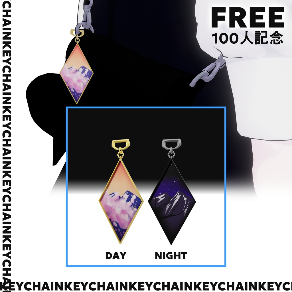 【無料Free】100 Followers Anniversary! 100人記念 ! Matching Keychain キーチェーン image