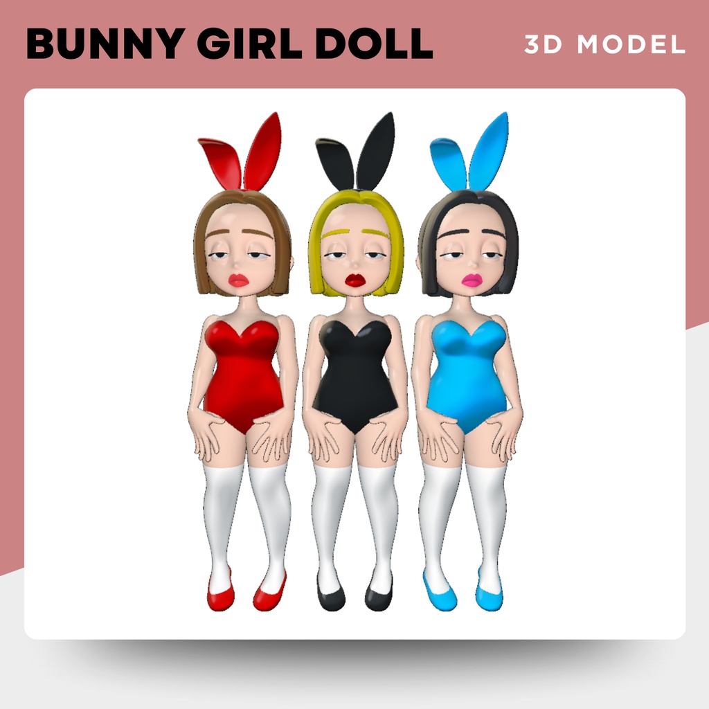 【3Dモデル｜無料あり】アンニュイなバニーガール人形 image