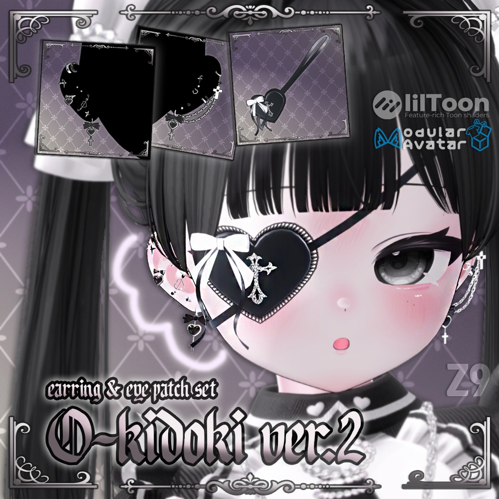 14 Avatar Compatible [ O-kidoki.ver2 ] Earring & Eyepatch Set image