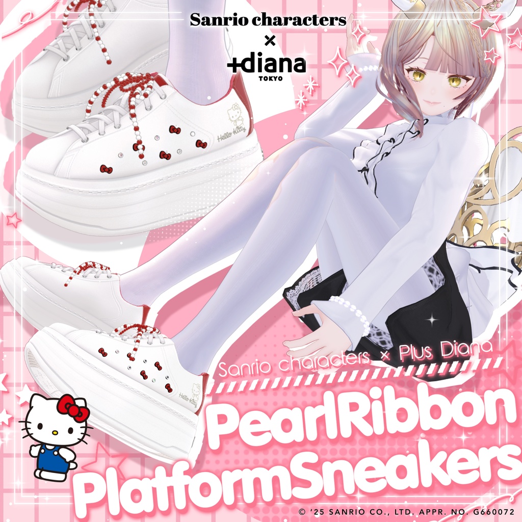 [Sanrio Characters  Plus Diana] Pearl Ribbon Platform Sneakers image