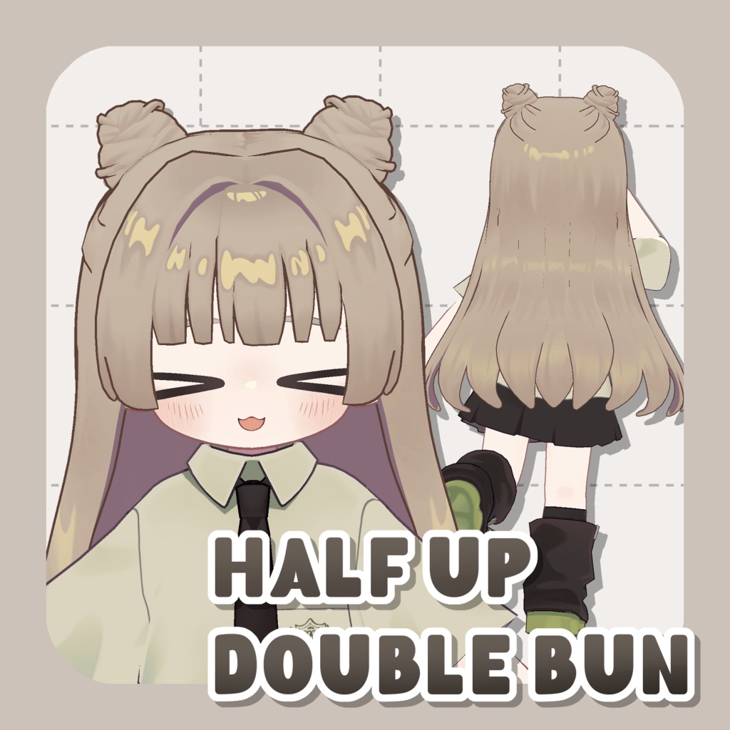 Half up double bun image