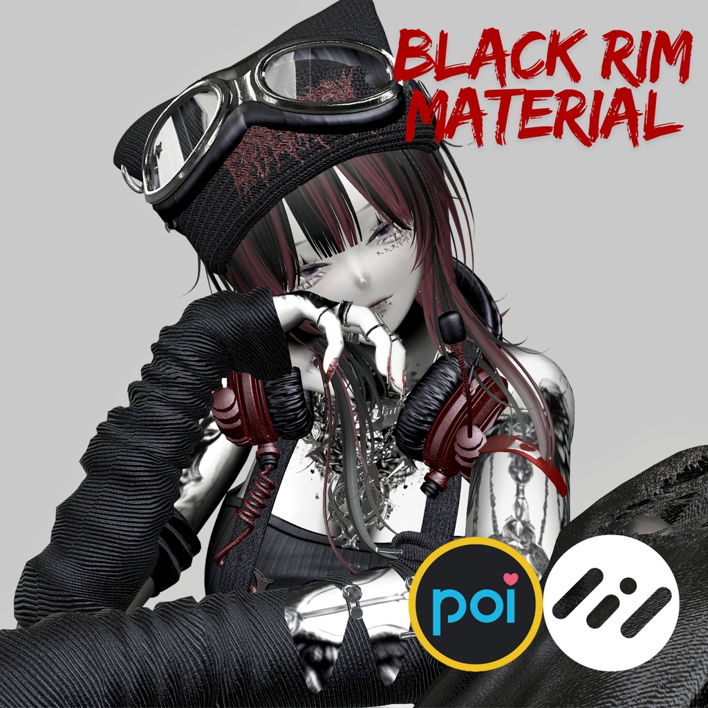 Poiyomi＆liltoon 黒リム Material Preset  -  Black Rim 設定済みマテリアル image