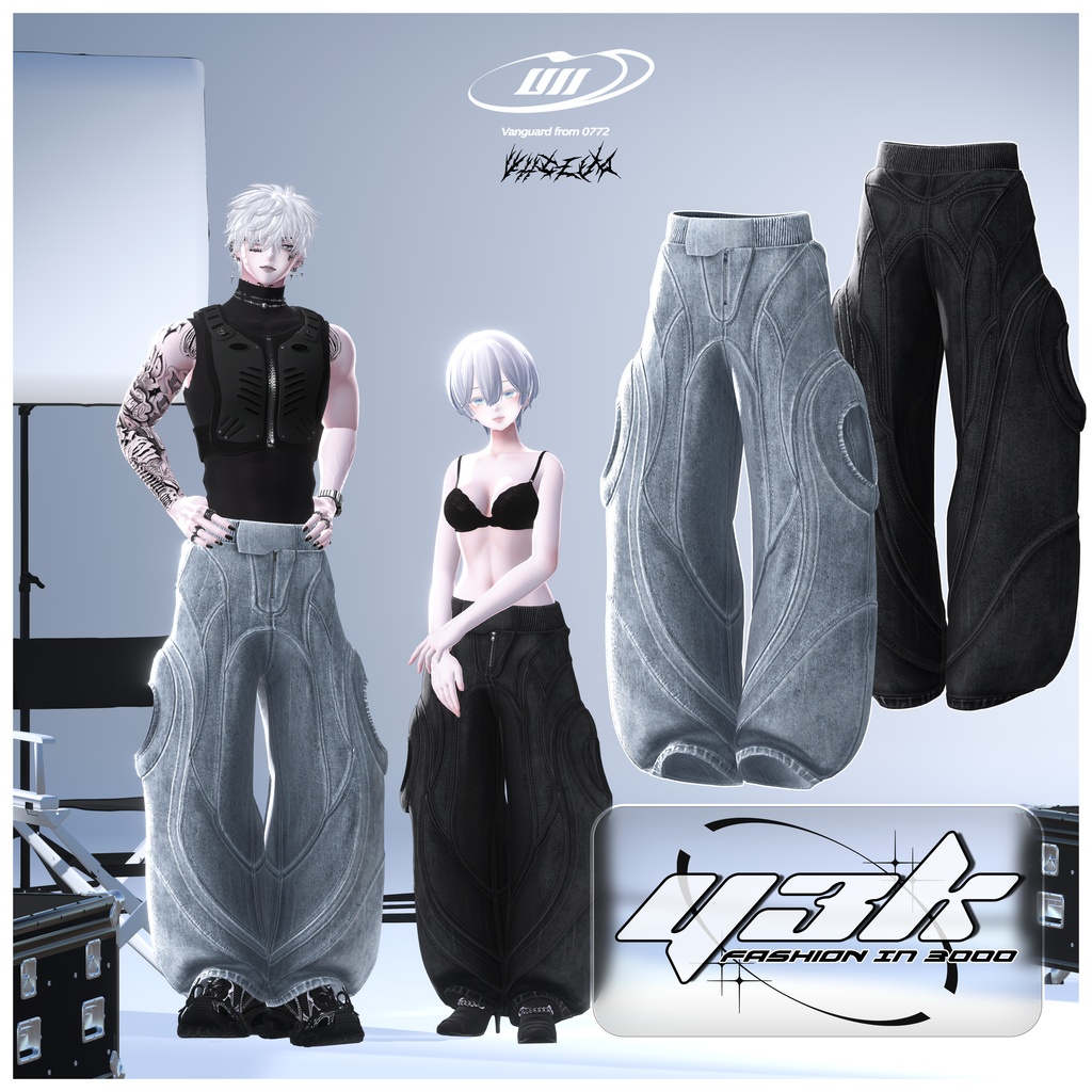 【Y3K pants】 ワイドパンツ3Dモデル image