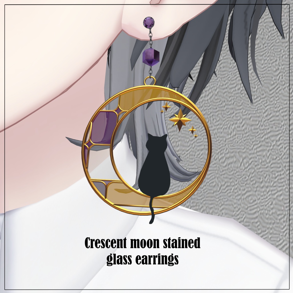 Crescent Moon Stained Glass-Style Earrings image