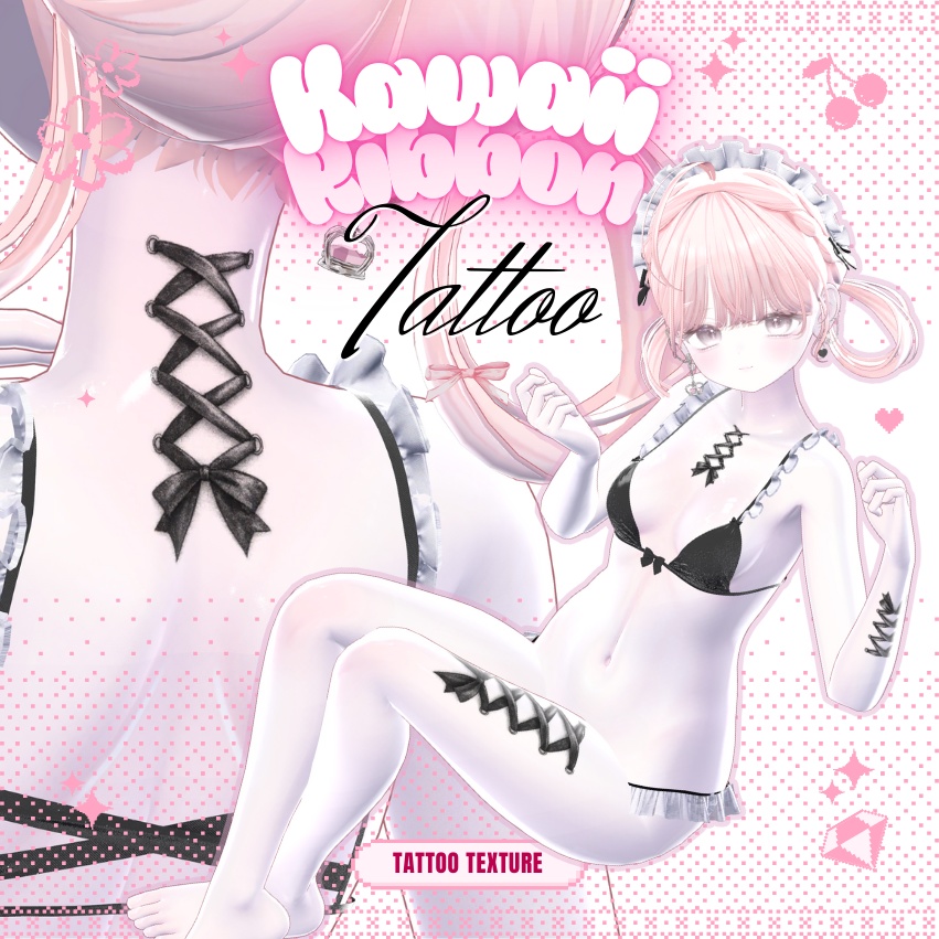 Kawaii Ribbon Tattoo Texture image