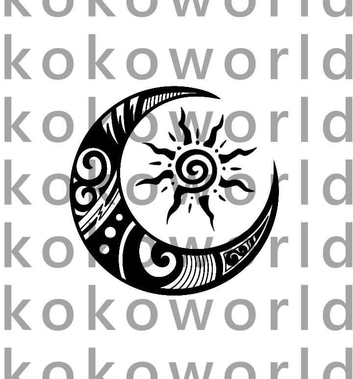 【Free】tattoo ポリネシア風タトゥー　月と太陽 image