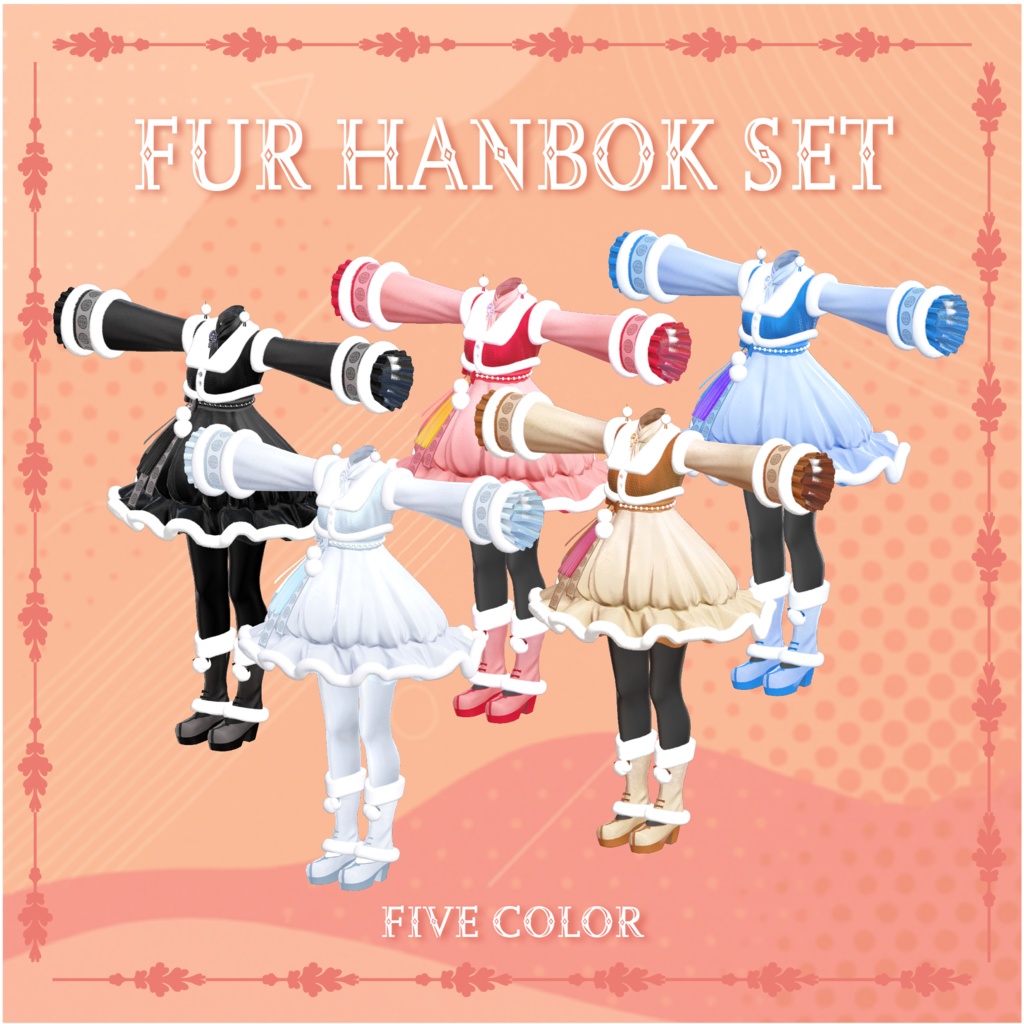 [6アバター追加対応] 5Color Korea Hanbok 「Fur Hanbok & Pure Hanbok」 - 한복,韓服 image