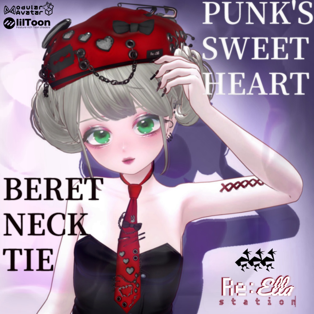 [Re:ELLA Station  #RLB] PUNK'S SWEETHEART BERET/NECK TIE image