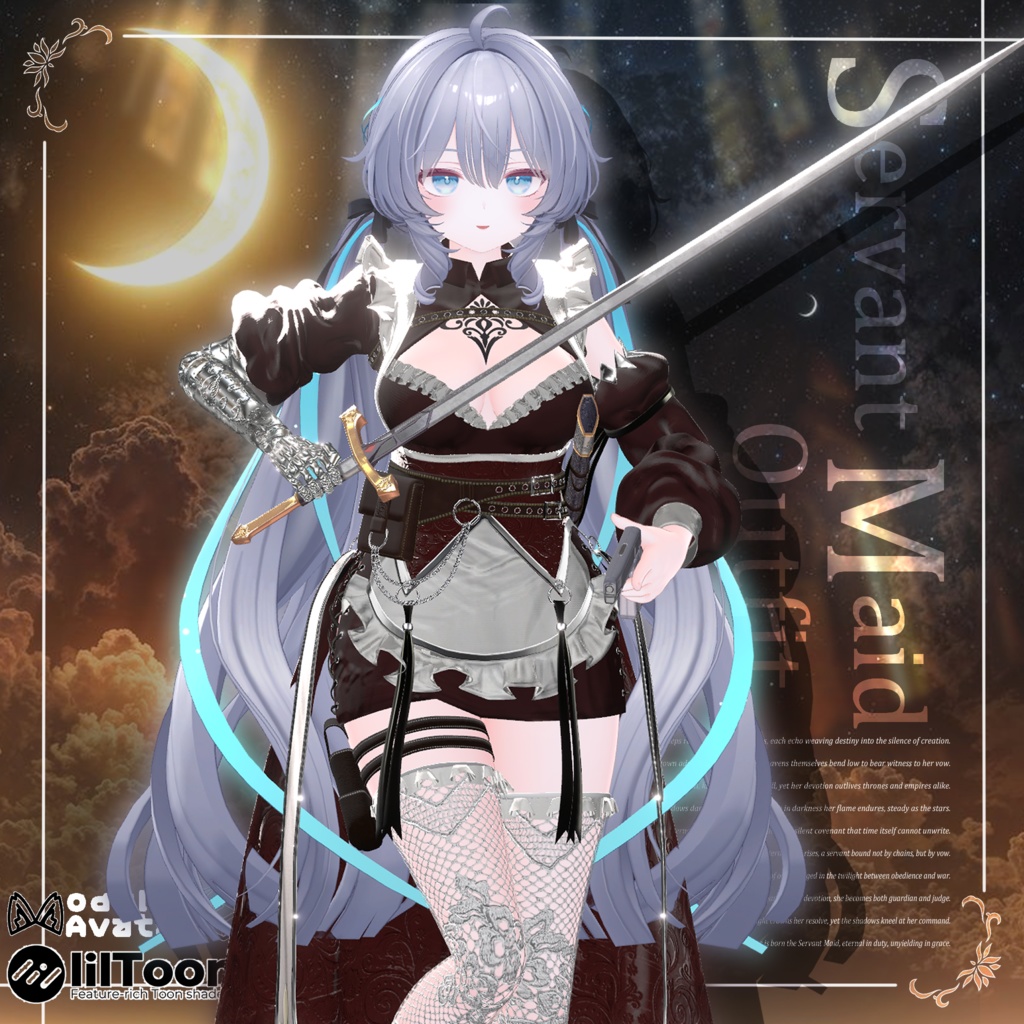 【20アバター対応💖】銃、剣、義手ギミック付き！3D衣装『Servant Maid Outfit – 機巧従者メイド装束』【VRChat想定】#Millenoa image