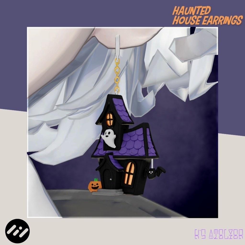 [With particles] Haunted Halloween Earrings image