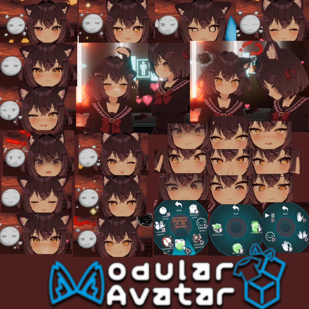 【ショコラ(Chocolat)用-MA対応】Chocolat dynamic expression Ver.1.00/Modular Avatar /ショコラの動的表情/Dynamic expression system image