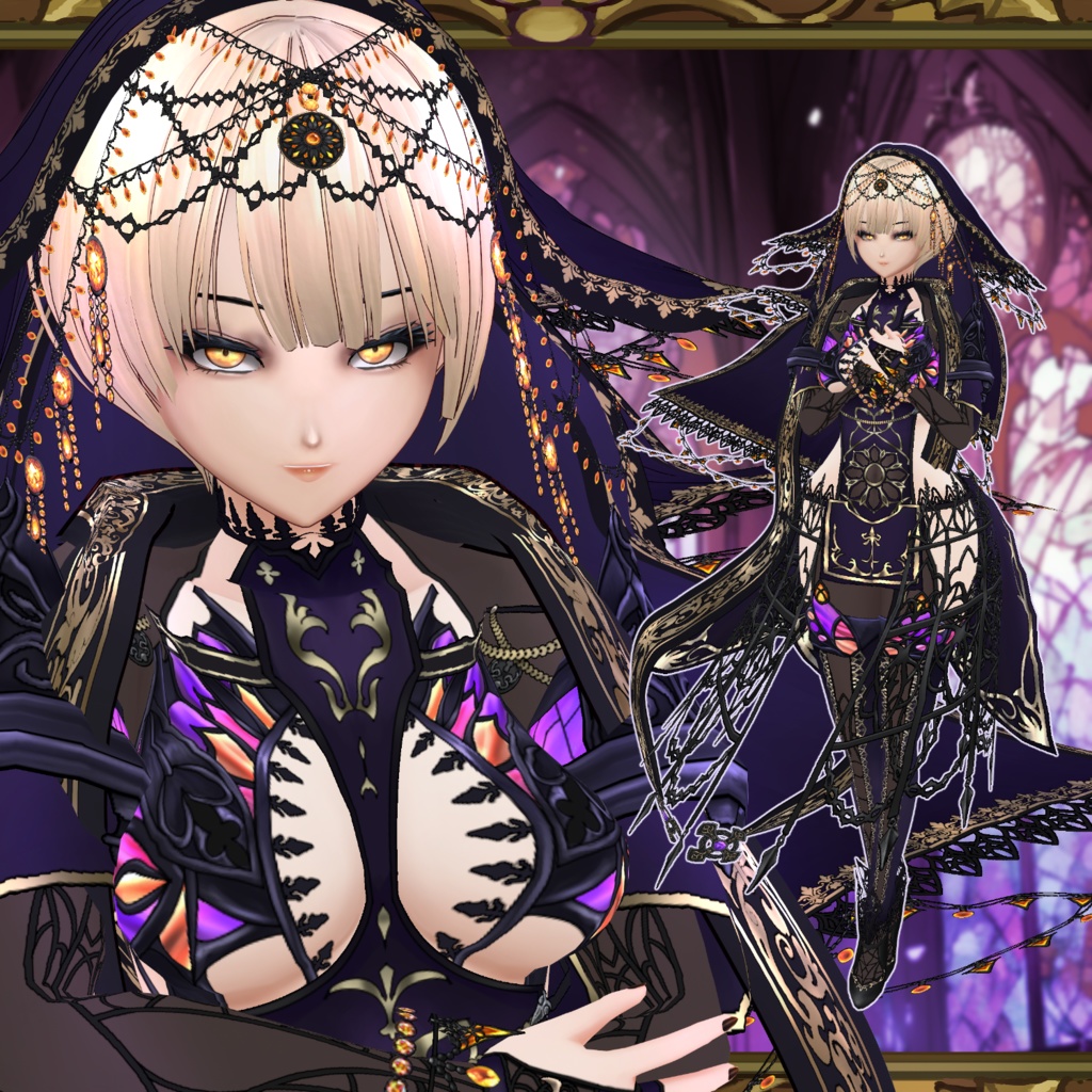 【Vroid】夜霧の聖歌【fantasy dress】 image