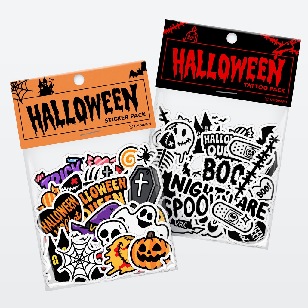 Halloween Flake Sticker & Mini Tattoo Pack image