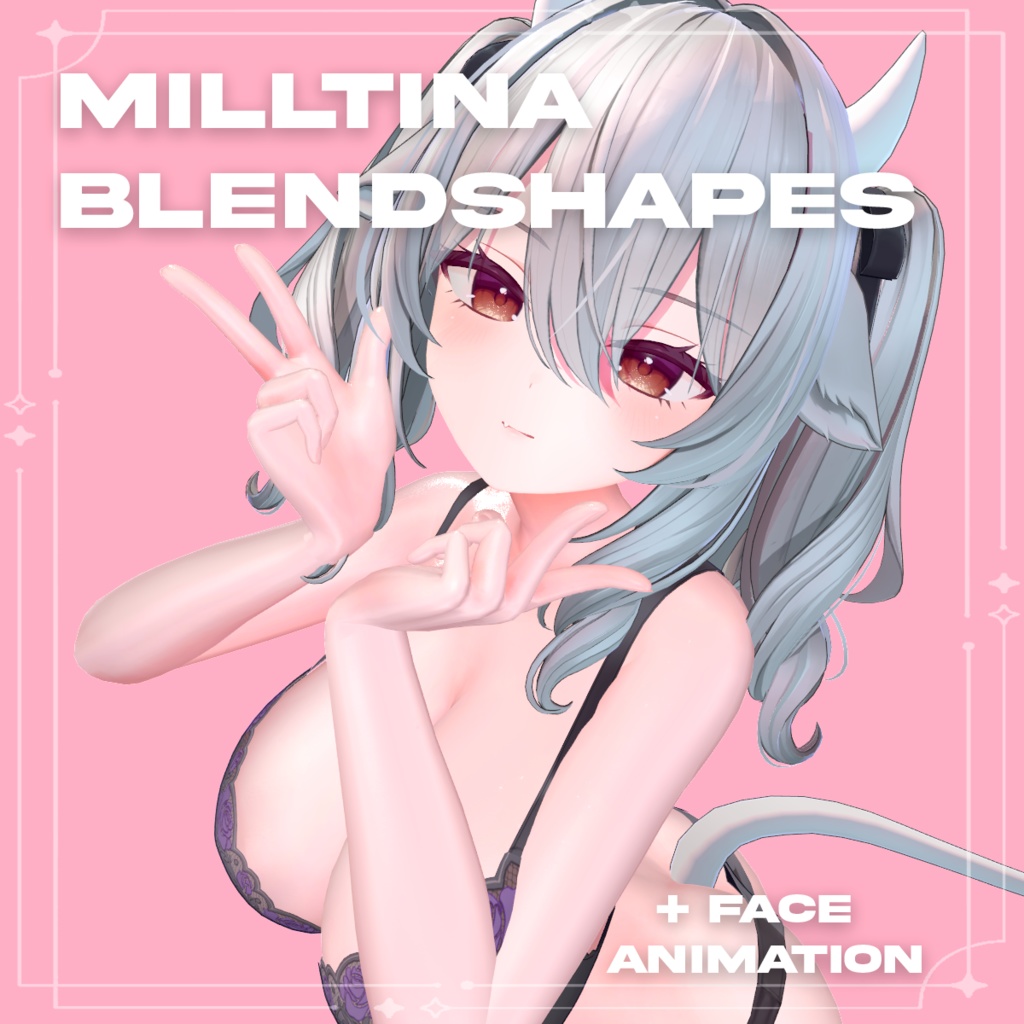 【ミルティナ-Milltina】Simple Milltina Face Blendshape + 7 Face Animations image
