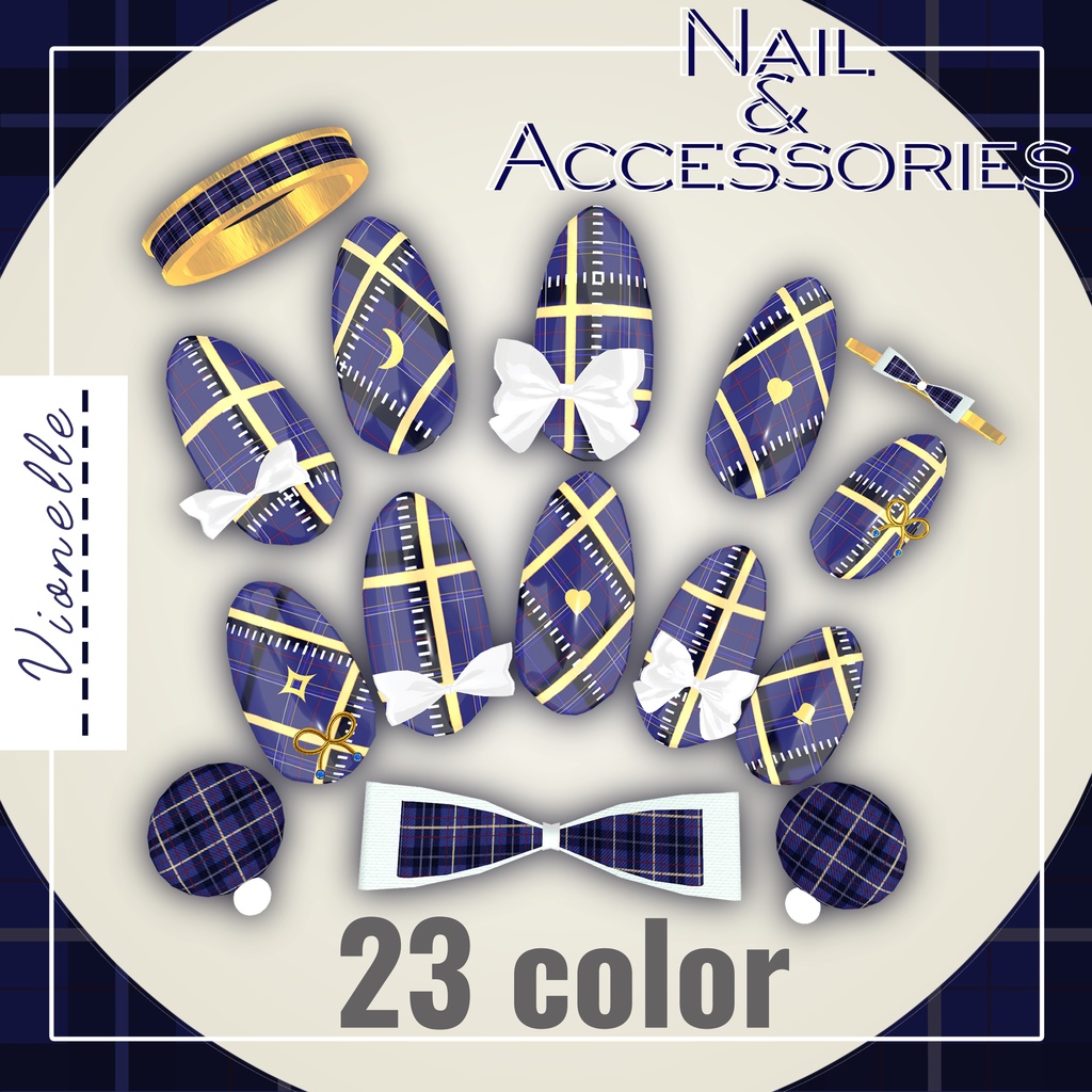 [Simply place to attach!] Check & Stitch Nails *Nail: 23 colours Accent: 10 image