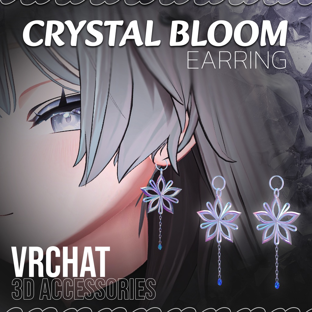 【VRChat】~Crystal Bloom Earrings image