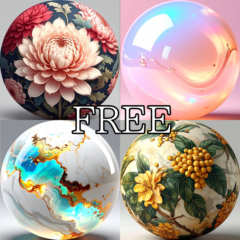 【無料4点】花、オパールモチーフMATCAP100点【商用可】 image