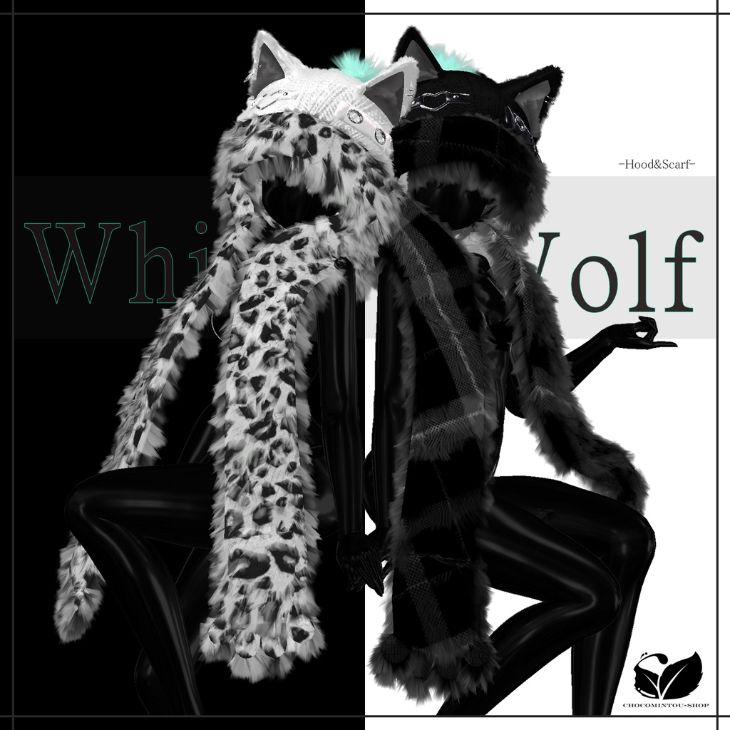 White Wolf -Hood&Scarf-【VRChat】 image