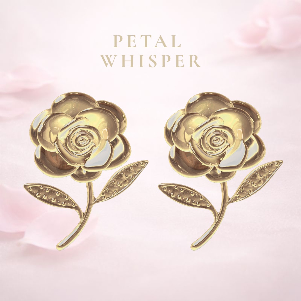 PETAL WHISPER - Secrets Unravelled by Petals Gold Earrings image