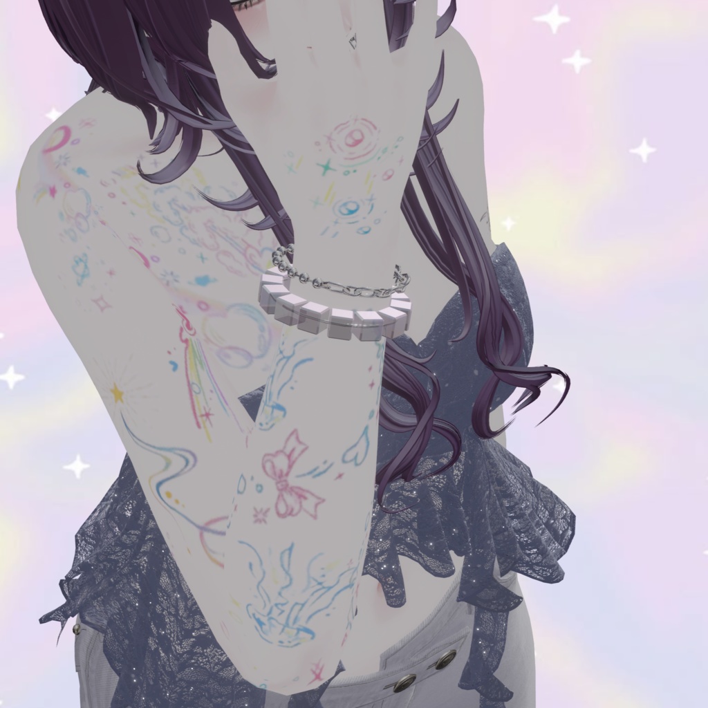 【FREE】クレヨンお絵描きColor tattoo【デカール】 image