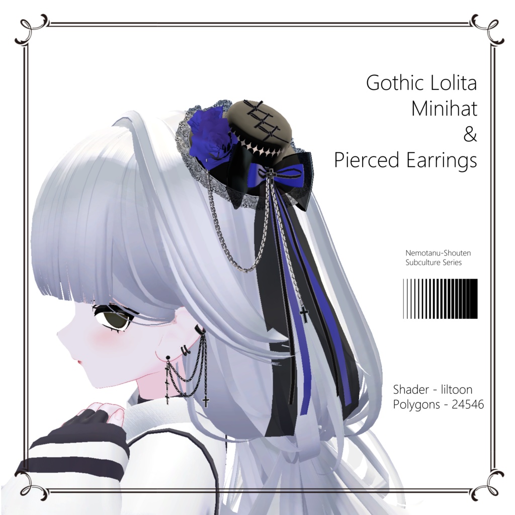 Gothic Lolita-style mini hat & earrings image