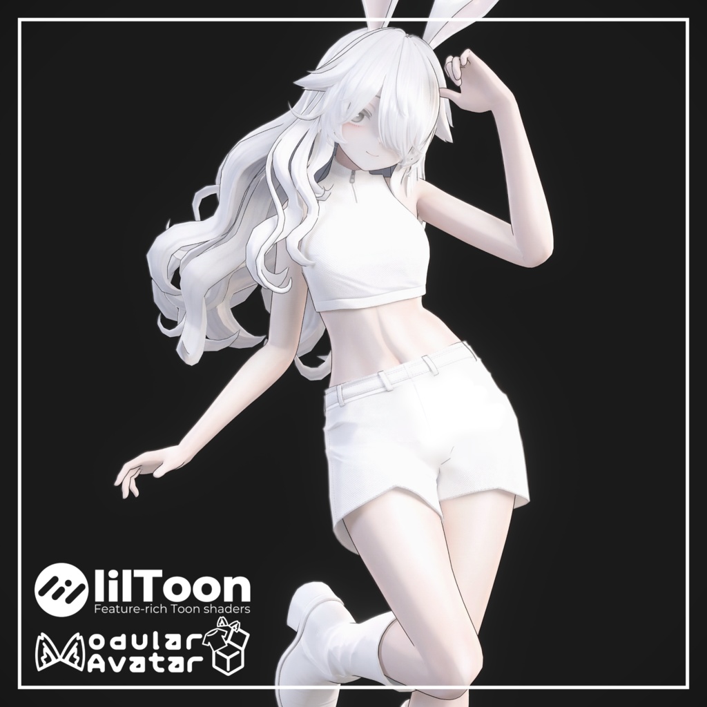 【VRChat】Highneck Zip Tops+Basic Short Pants / ハイネックジップトップス+ベーシックショートパンツ【５アバター対応】 image
