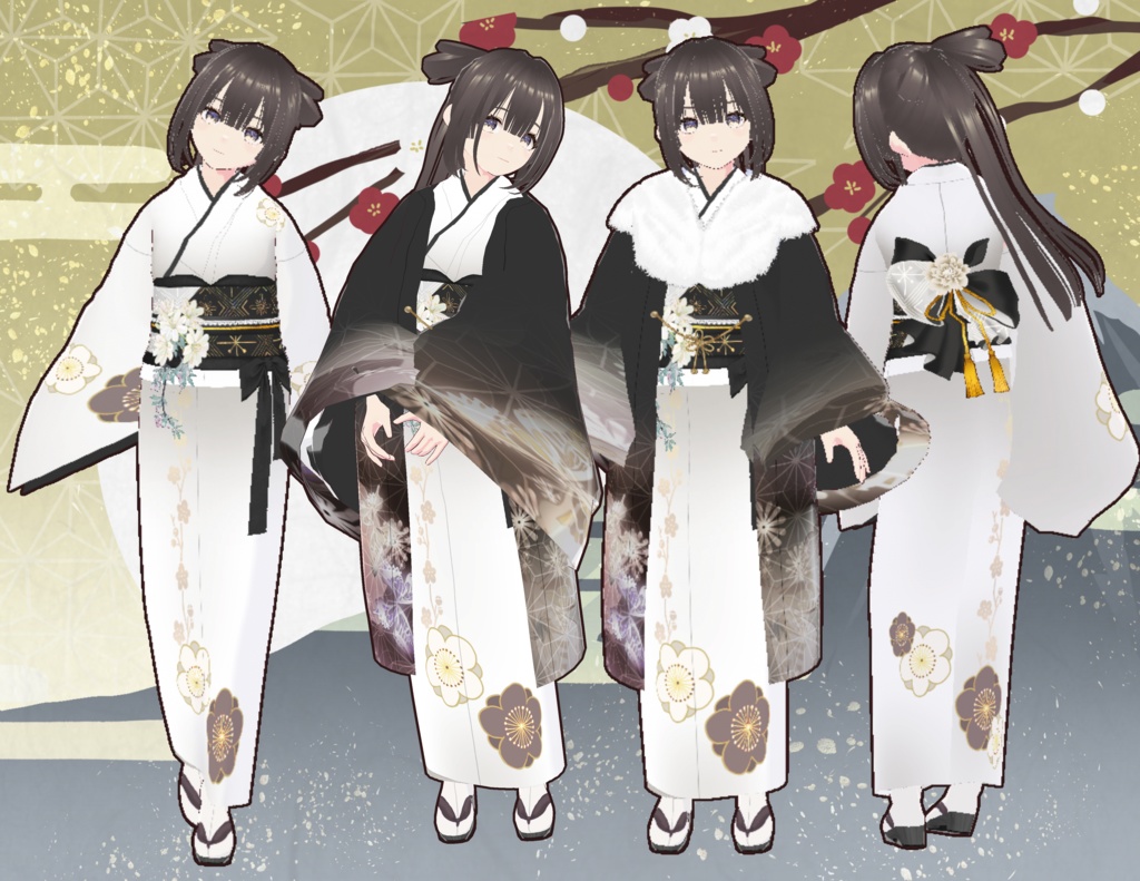 着物モノトーン　Vroid・vrmデータ入り image
