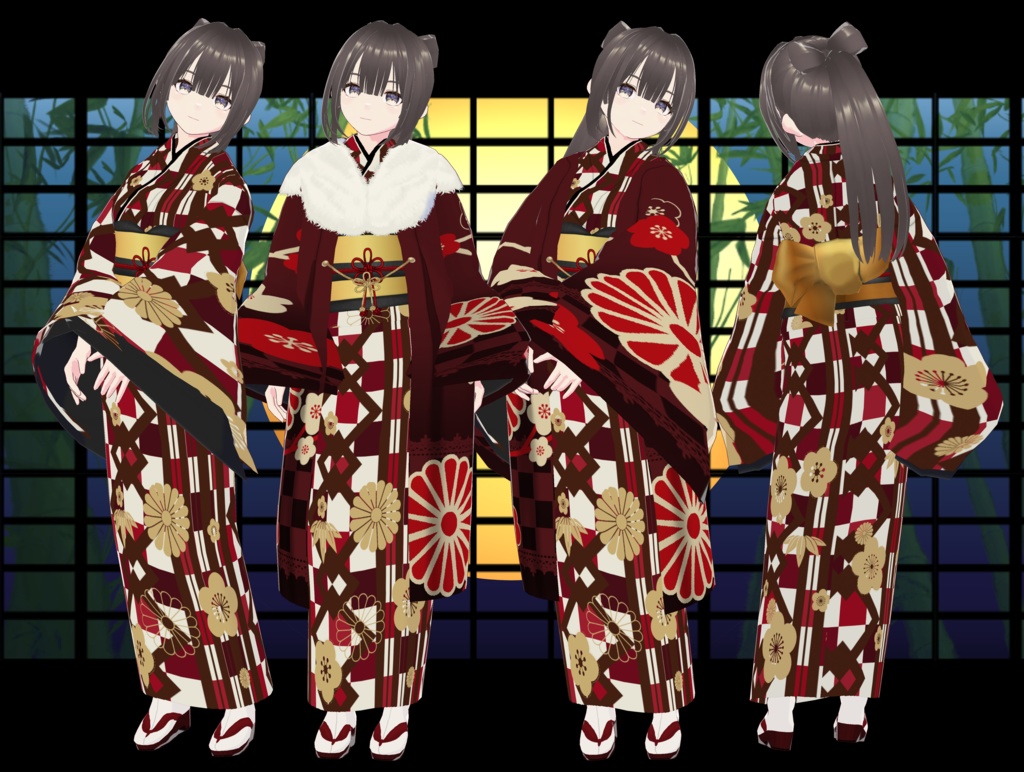 赤着物羽織Vroid・vrmデータ入り image